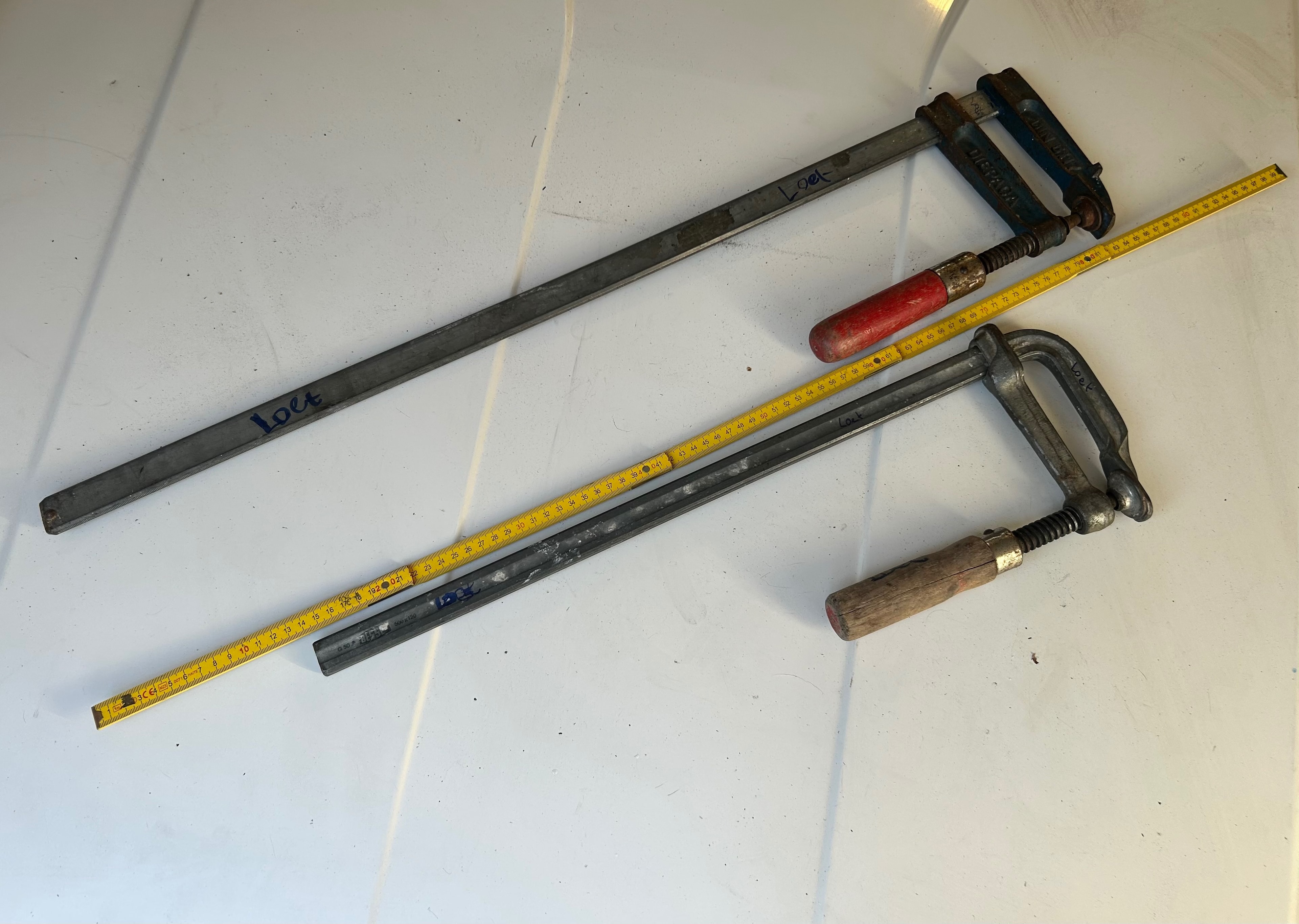 Set lijmtangen / lijmklemmen (2 stuks) met houten handvat – foto 1